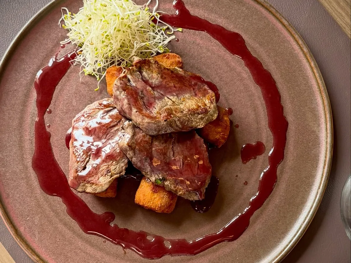 Dvije Lipe – duck breast with red wine sauce and sweet potato, artisan plating